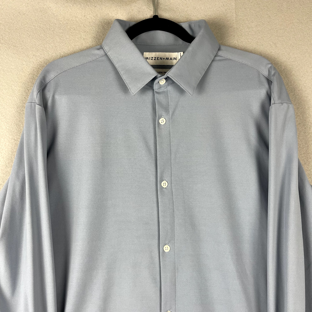 Mizzen Main Bryant Trim Fit Dress Shirt Mens XXL Blue Long Sleeve Button Up - Picture 2 of 15